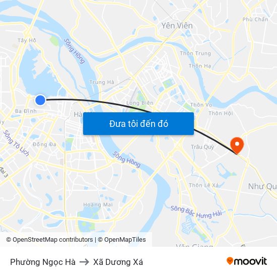 Phường Ngọc Hà to Xã Dương Xá map