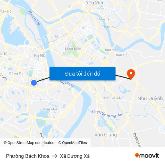 Phường Bách Khoa to Xã Dương Xá map