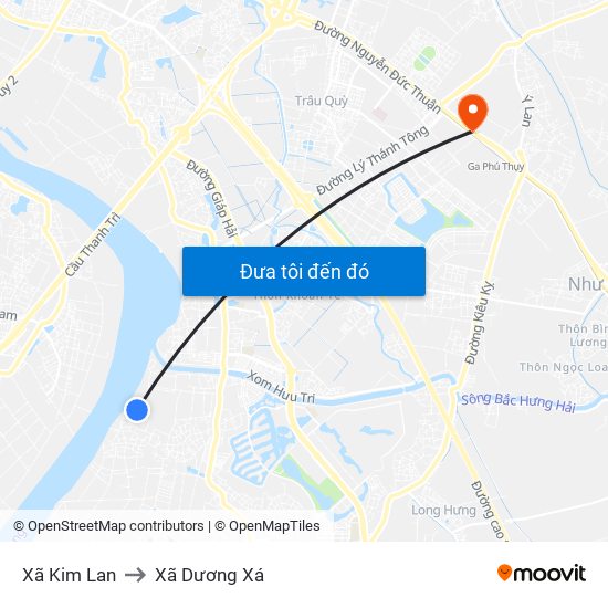 Xã Kim Lan to Xã Dương Xá map