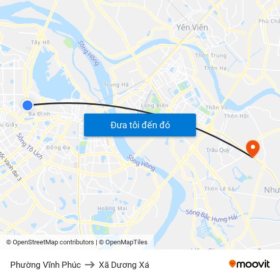 Phường Vĩnh Phúc to Xã Dương Xá map