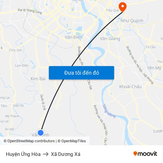 Huyện Ứng Hòa to Xã Dương Xá map