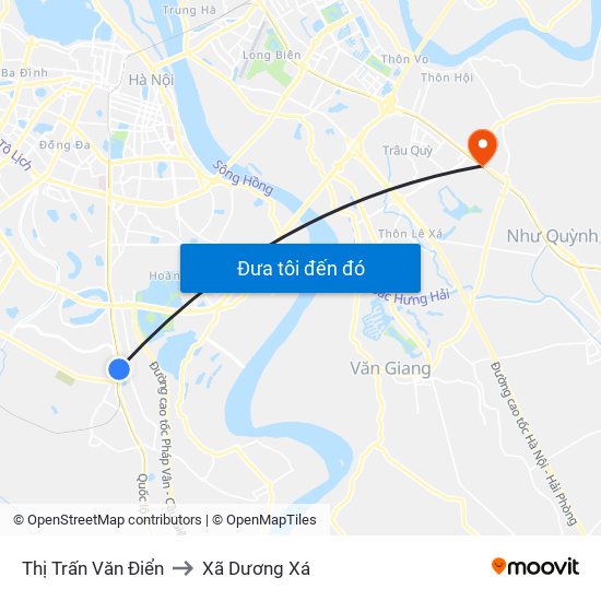 Thị Trấn Văn Điển to Xã Dương Xá map