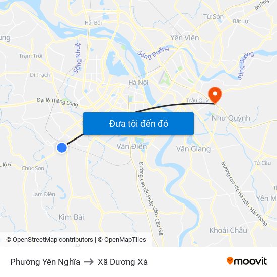 Phường Yên Nghĩa to Xã Dương Xá map