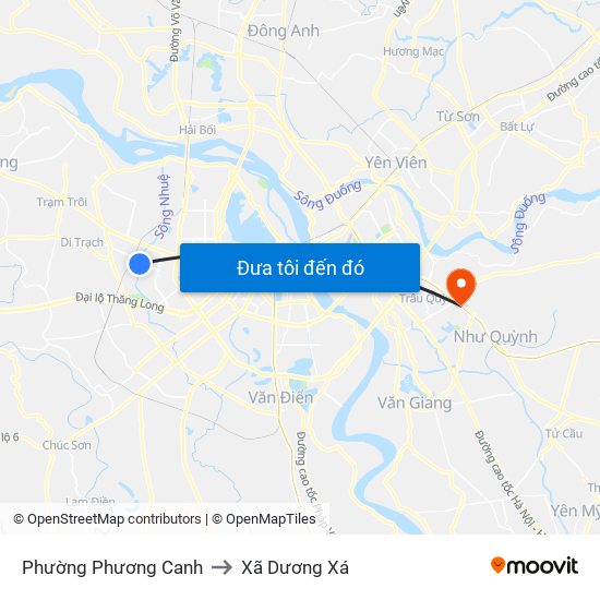 Phường Phương Canh to Xã Dương Xá map