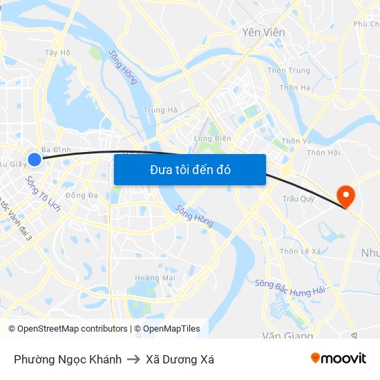 Phường Ngọc Khánh to Xã Dương Xá map