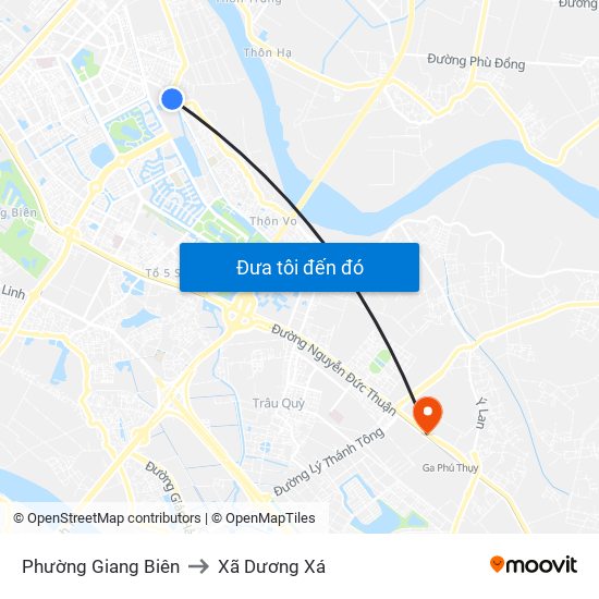 Phường Giang Biên to Xã Dương Xá map