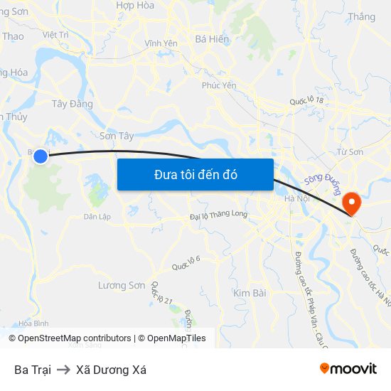 Ba Trại to Xã Dương Xá map