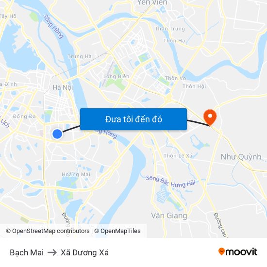 Bạch Mai to Xã Dương Xá map