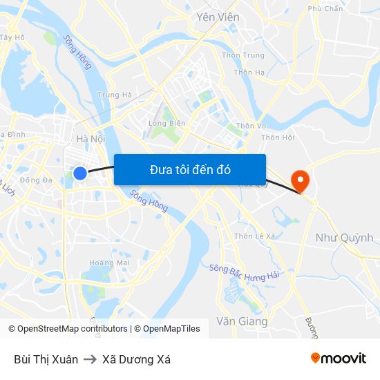 Bùi Thị Xuân to Xã Dương Xá map
