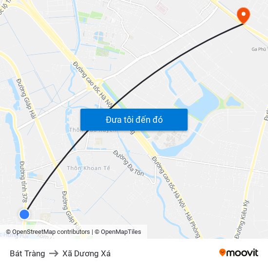 Bát Tràng to Xã Dương Xá map