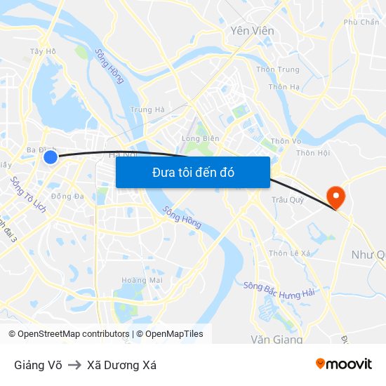 Giảng Võ to Xã Dương Xá map