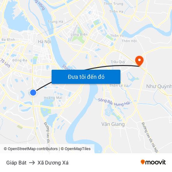 Giáp Bát to Xã Dương Xá map