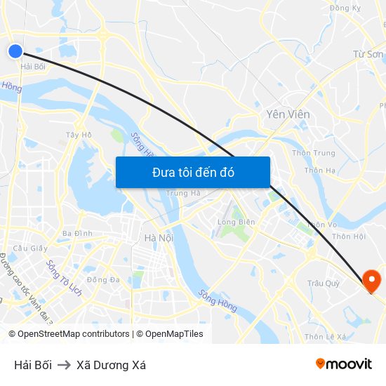 Hải Bối to Xã Dương Xá map