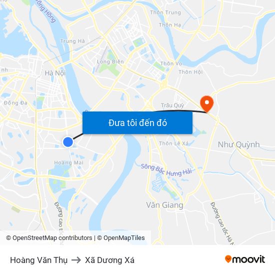 Hoàng Văn Thụ to Xã Dương Xá map