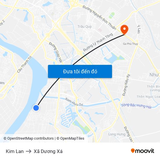 Kim Lan to Xã Dương Xá map