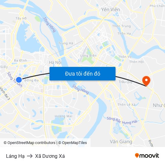 Láng Hạ to Xã Dương Xá map