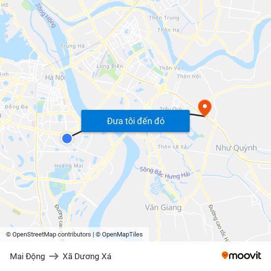 Mai Động to Xã Dương Xá map