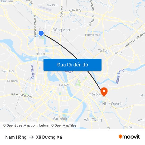 Nam Hồng to Xã Dương Xá map