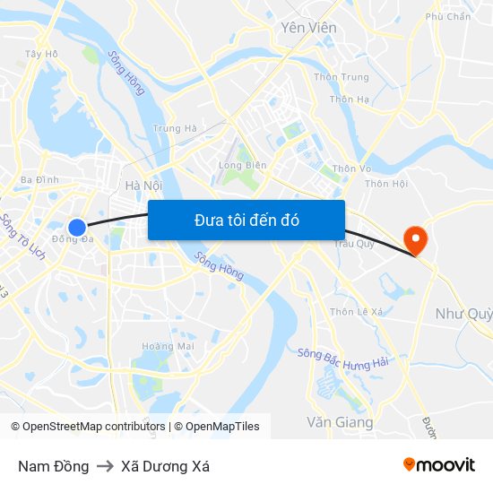 Nam Đồng to Xã Dương Xá map