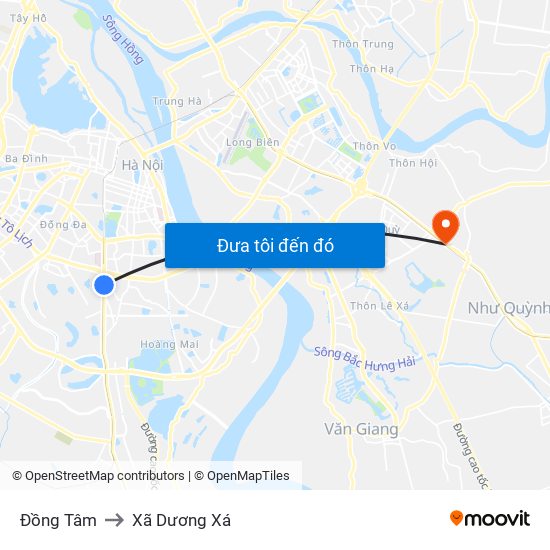 Đồng Tâm to Xã Dương Xá map