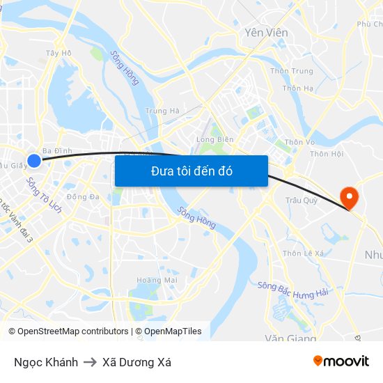 Ngọc Khánh to Xã Dương Xá map