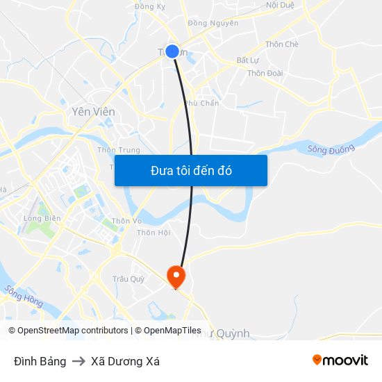 Đình Bảng to Xã Dương Xá map