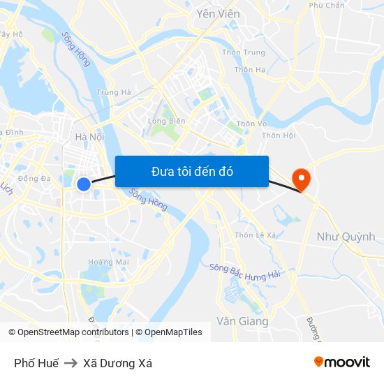 Phố Huế to Xã Dương Xá map