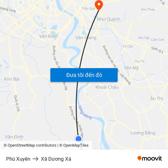 Phú Xuyên to Xã Dương Xá map