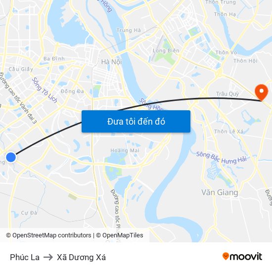 Phúc La to Xã Dương Xá map