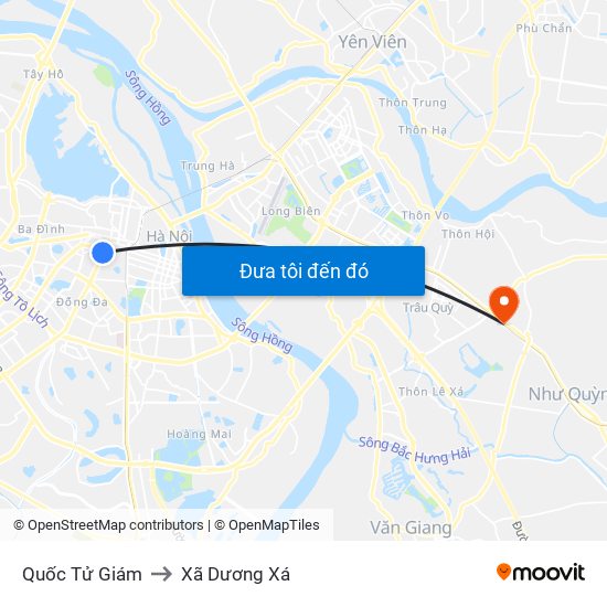 Quốc Tử Giám to Xã Dương Xá map