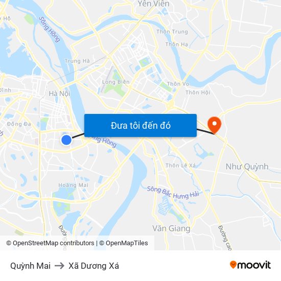 Quỳnh Mai to Xã Dương Xá map