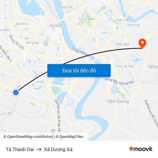 Tả Thanh Oai to Xã Dương Xá map