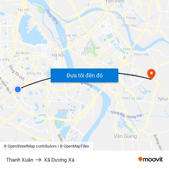 Thanh Xuân to Xã Dương Xá map