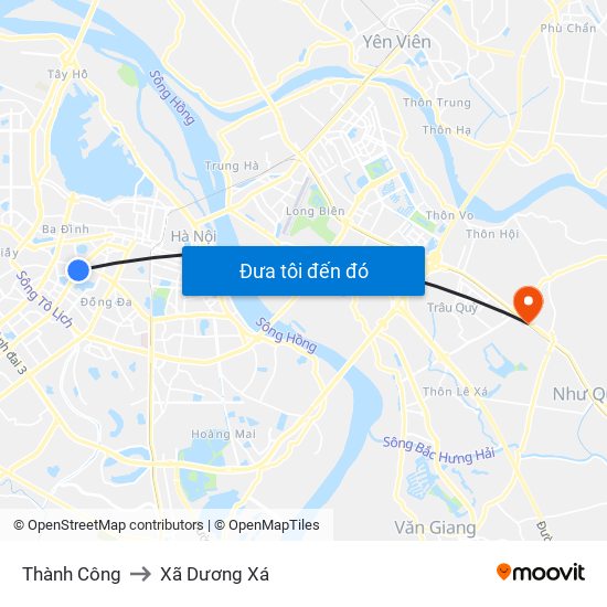 Thành Công to Xã Dương Xá map