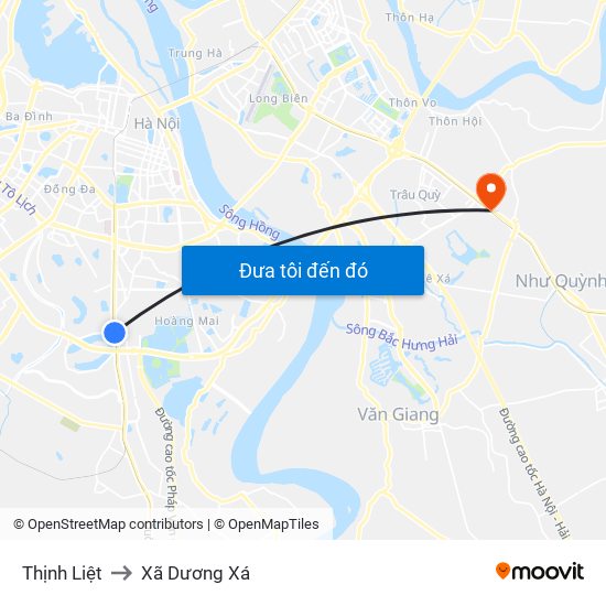 Thịnh Liệt to Xã Dương Xá map