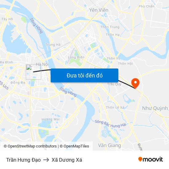 Trần Hưng Đạo to Xã Dương Xá map