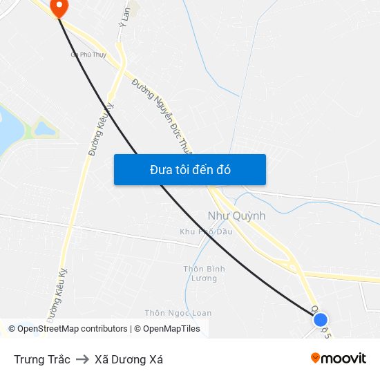 Trưng Trắc to Xã Dương Xá map