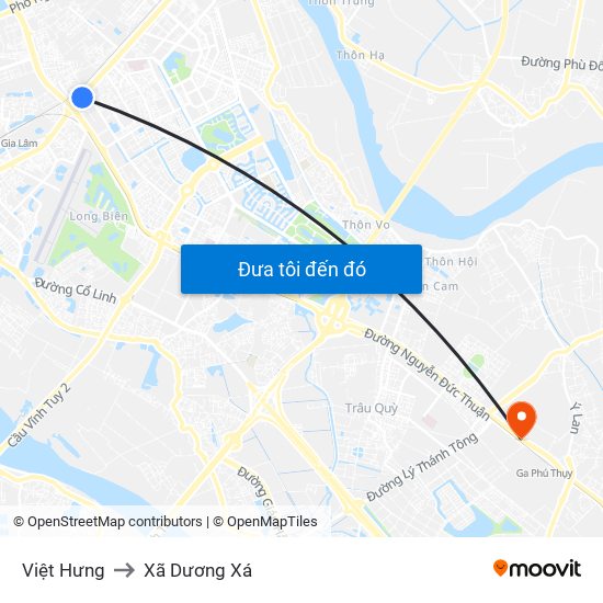 Việt Hưng to Xã Dương Xá map