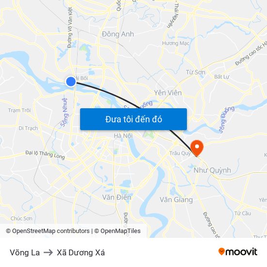 Võng La to Xã Dương Xá map