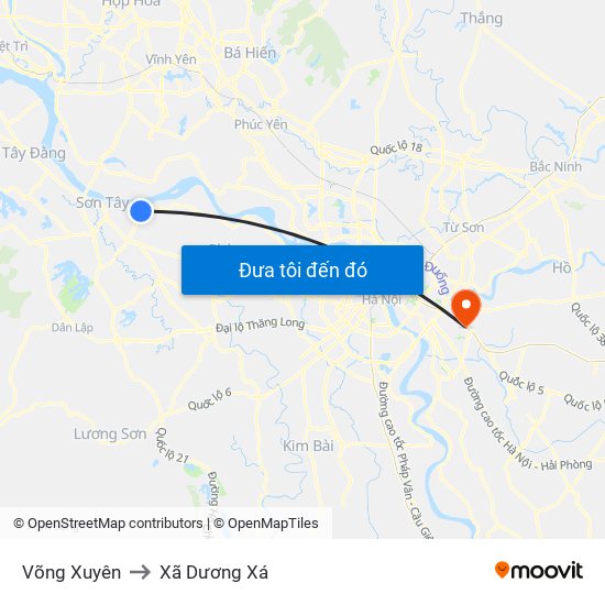 Võng Xuyên to Xã Dương Xá map