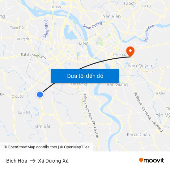 Bích Hòa to Xã Dương Xá map