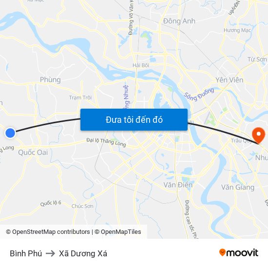 Bình Phú to Xã Dương Xá map