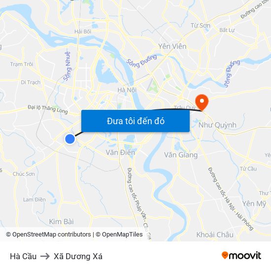 Hà Cầu to Xã Dương Xá map