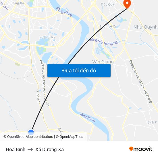 Hòa Bình to Xã Dương Xá map