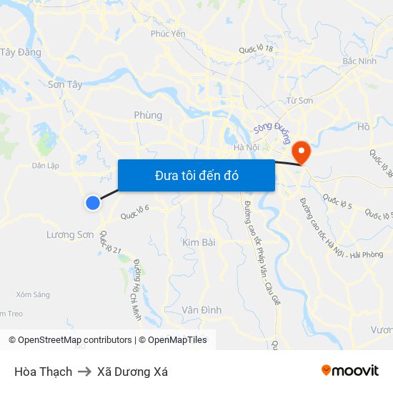 Hòa Thạch to Xã Dương Xá map