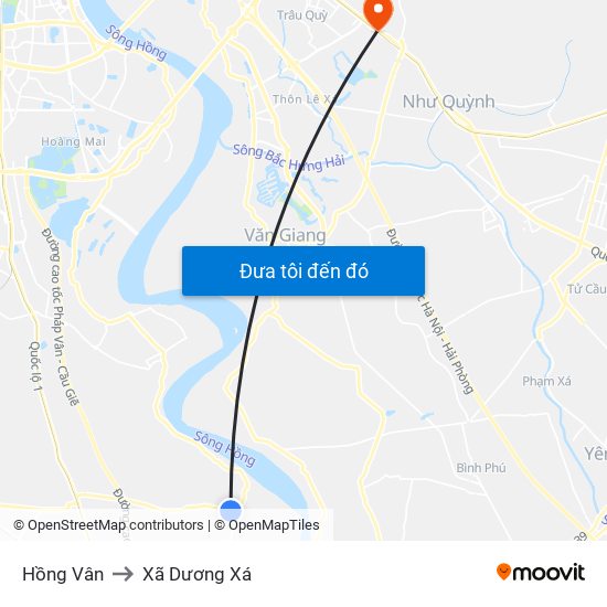 Hồng Vân to Xã Dương Xá map