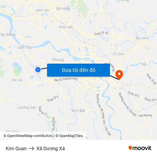 Kim Quan to Xã Dương Xá map