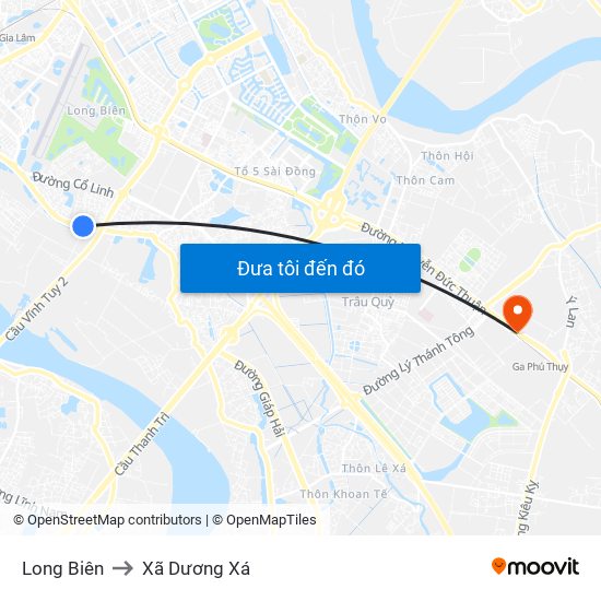 Long Biên to Xã Dương Xá map