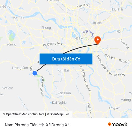 Nam Phương Tiến to Xã Dương Xá map