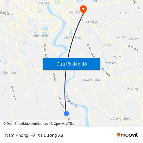 Nam Phong to Xã Dương Xá map